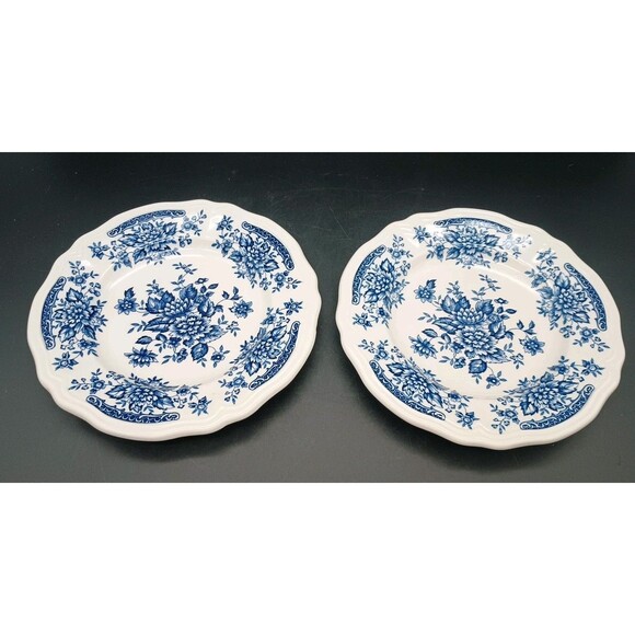 Blue Carnation Ironstone Blue white Floral Appetizer Plate Dessert Bread - Picture 1 of 4